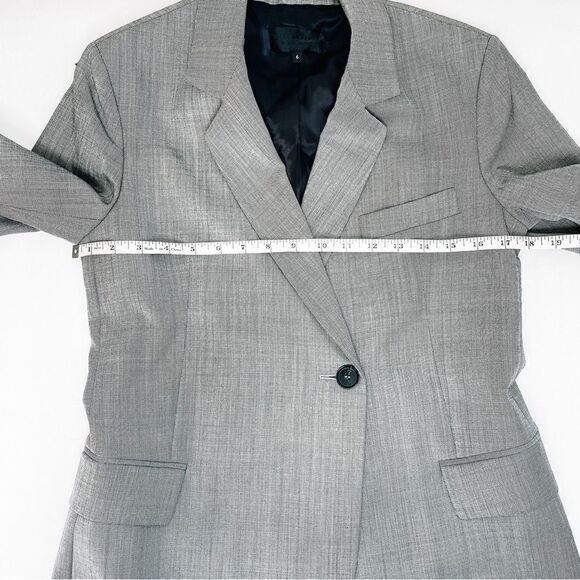 Nili Lotan Gray Classon Sharkskin Single Breasted Wool Jacket Blazer Sz 6 - Picture 8 of 13
